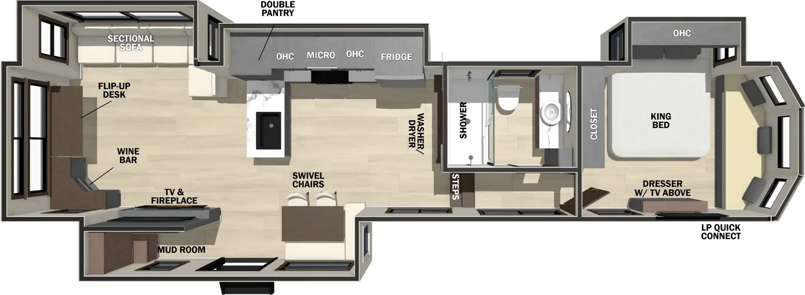 Cedar Creek Cottage Fifth Wheels 412FWC Floorplan